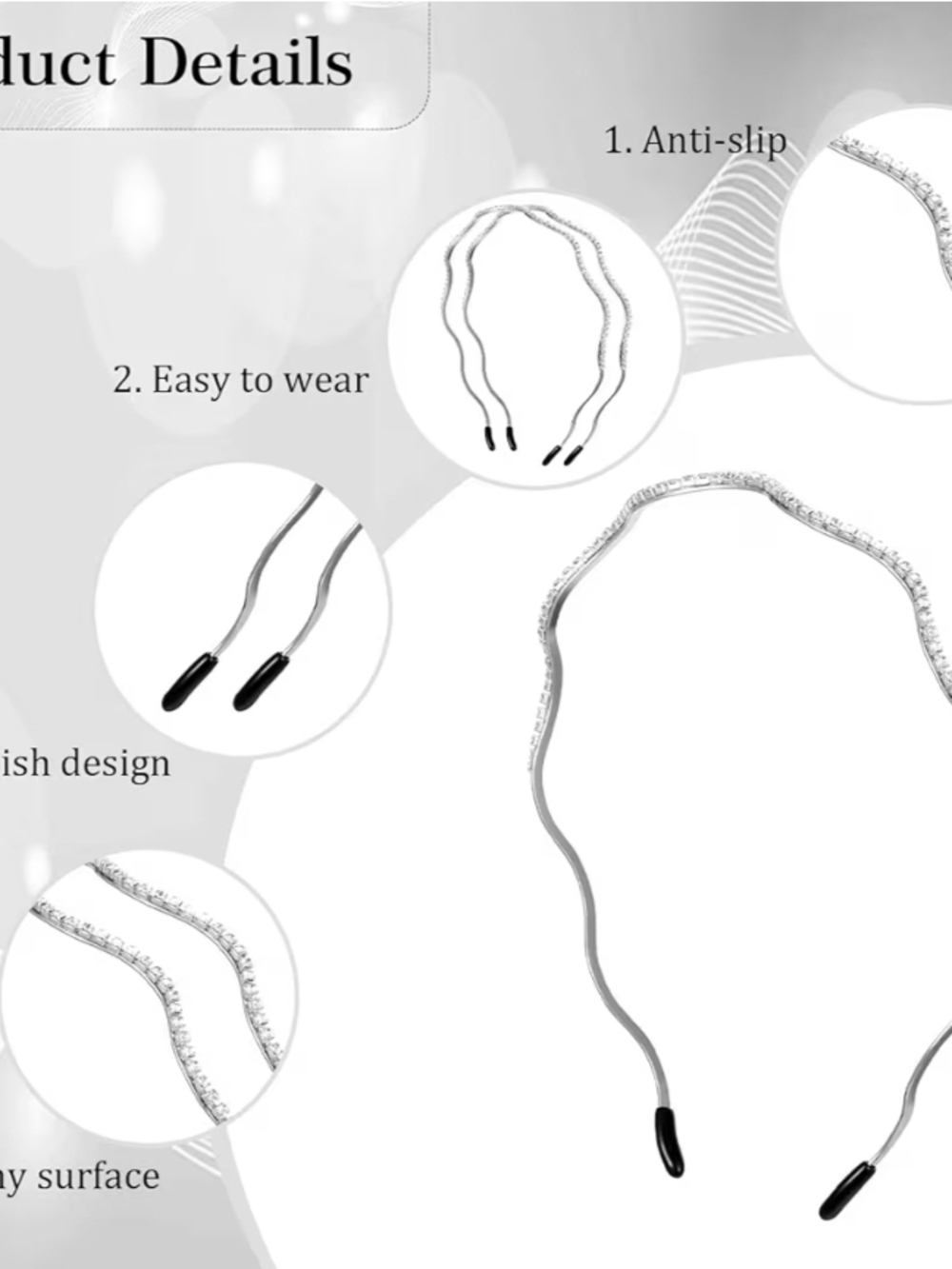 Dainty Silver Crystal Wave Headband BNIB - Picture 3 of 9